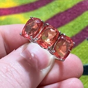 Chuck Clemency Pink Tourmaline Sterling Silver 925 Size 6 3/4 Cocktail Ring